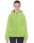 Floral Party Lime Women's Puffer Coat