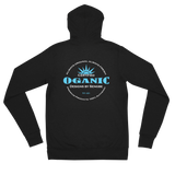 Certified Organic white&blue ink zip hoodie - Designs By Sengbe