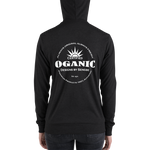 Certified Organic white ink zip hoodie - Designs By Sengbe