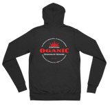 Certified Organic white&red ink zip hoodie - Designs By Sengbe