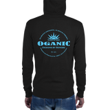 Certified Organic blue ink zip hoodie - Designs By Sengbe