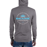 Certified Organic white&blue ink zip hoodie - Designs By Sengbe